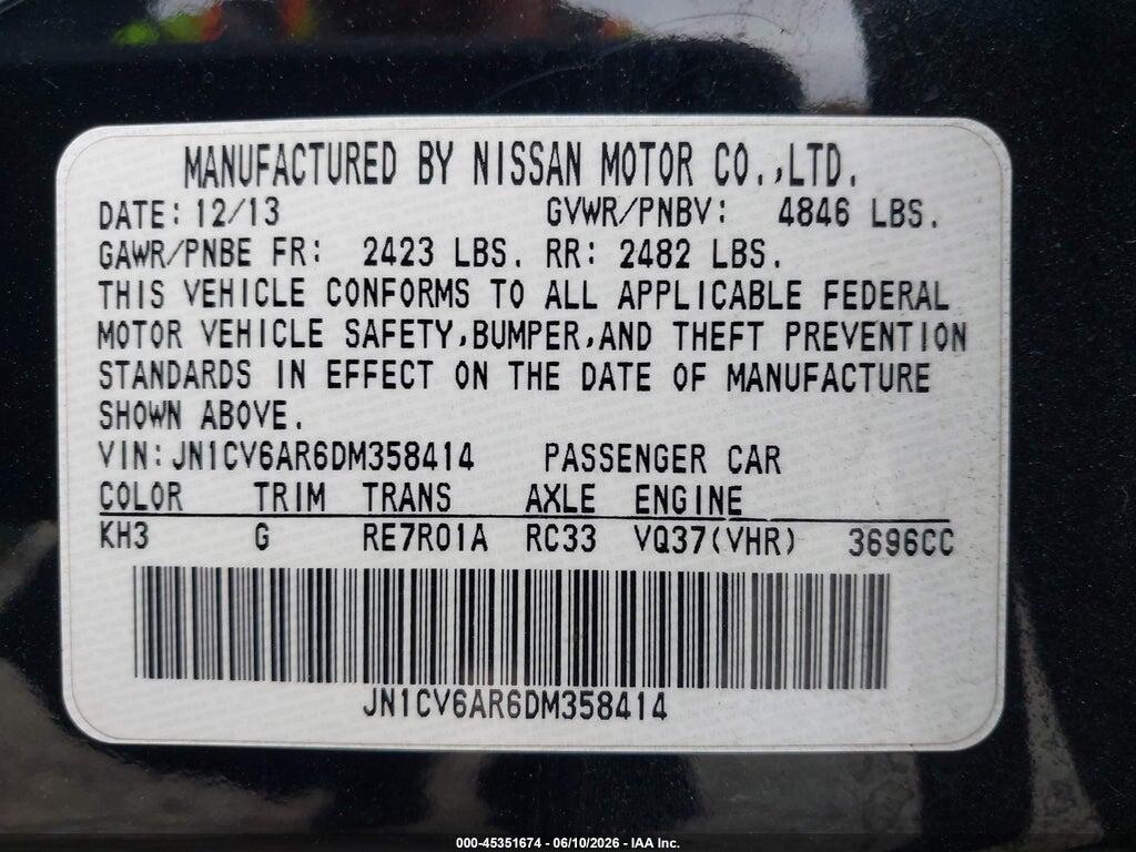 JN1CV6AR6DM358414 2013 INFINITI G37X photo no. 9