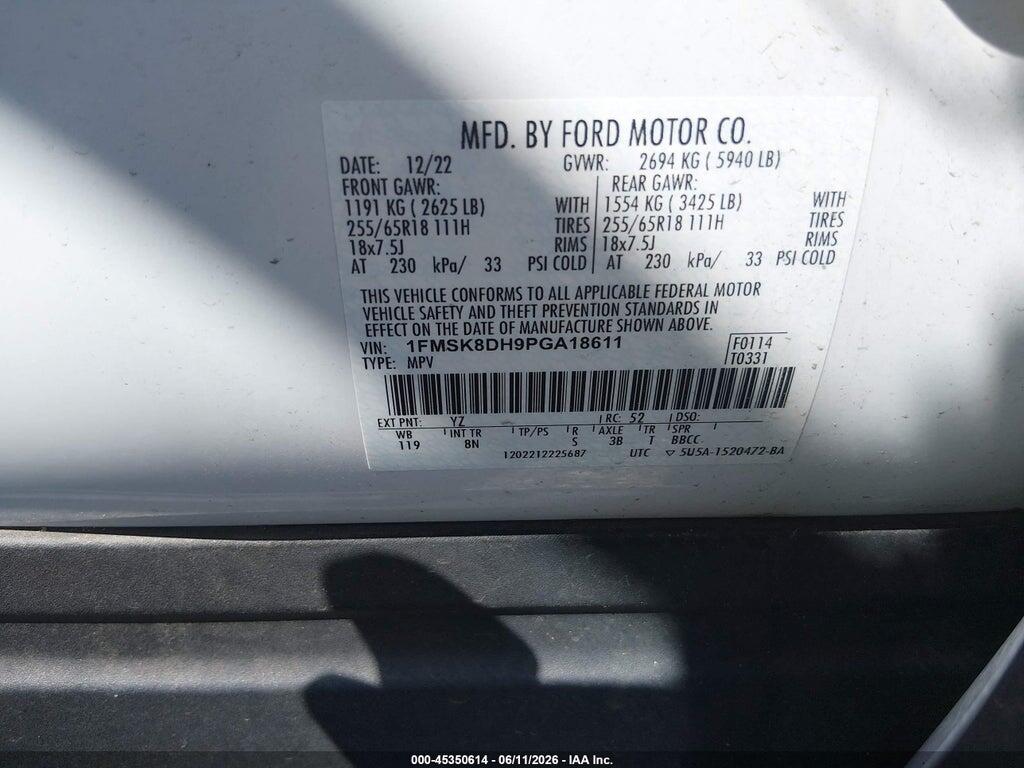 1FMSK8DH9PGA18611 2023 FORD EXPLORER photo no. 9