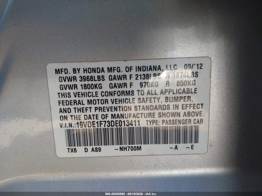 19VDE1F73DE013411 2013 ACURA ILX photo no. 9