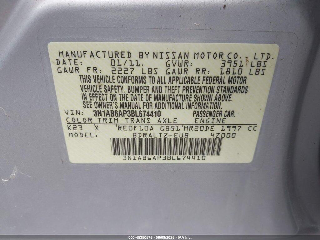 3N1AB6AP3BL674410 2011 NISSAN SENTRA photo no. 9