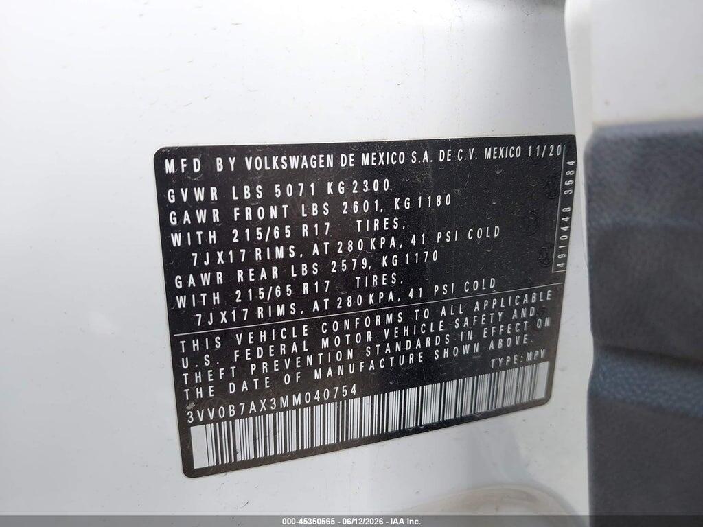 3VV0B7AX3MM040754 2021 VOLKSWAGEN TIGUAN photo no. 9