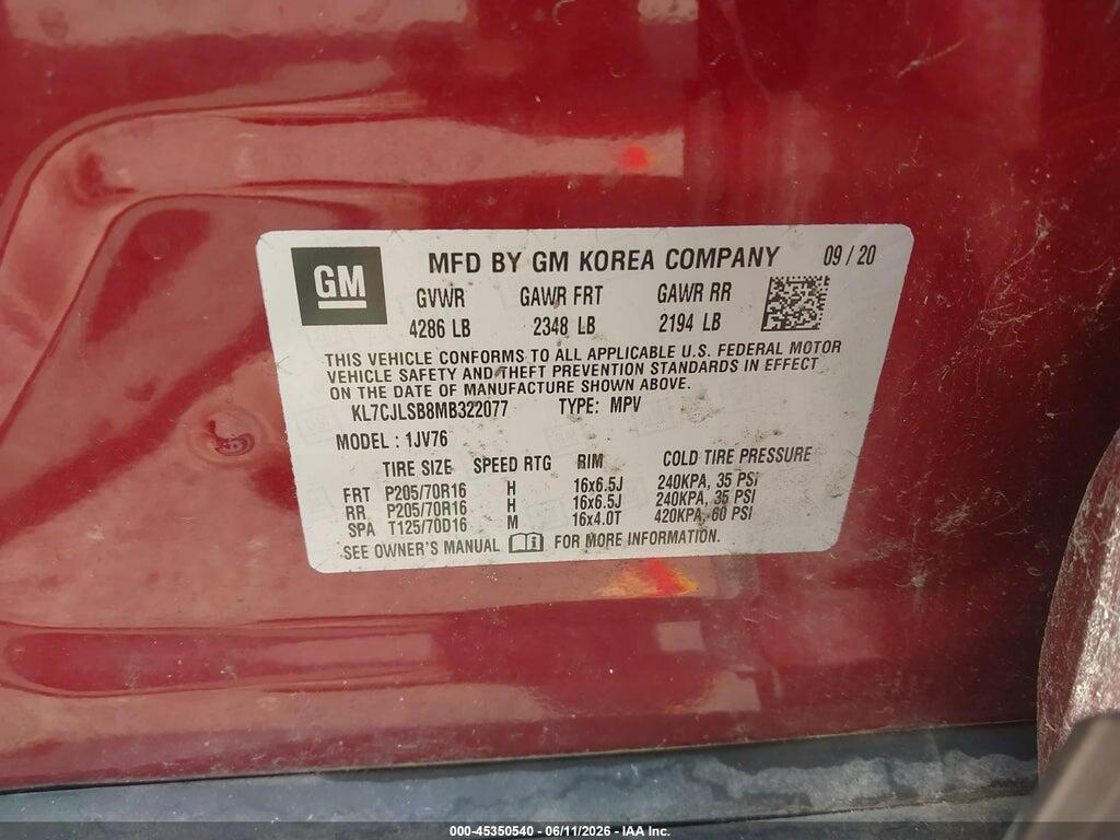 KL7CJLSB8MB322077 2021 CHEVROLET TRAX photo no. 9