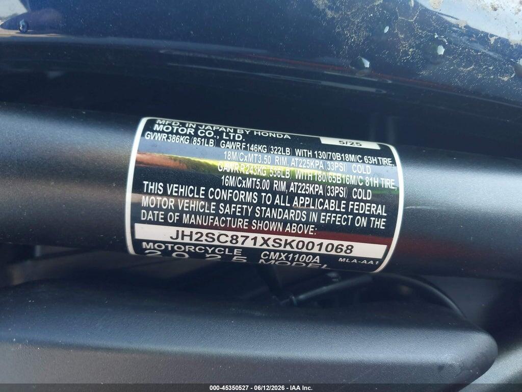 JH2SC871XSK001068 2025 HONDA CMX1100 photo no. 10