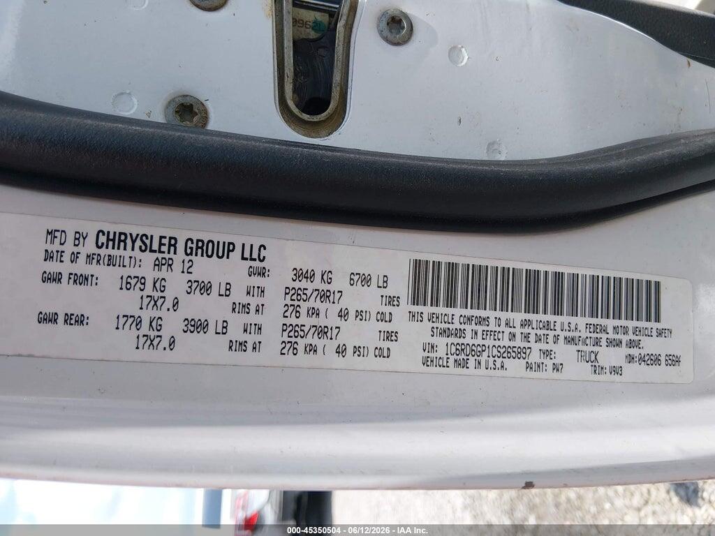1C6RD6GP1CS265897 2012 RAM 1500 photo no. 9