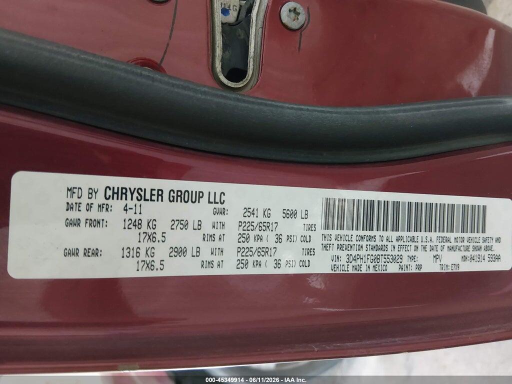 3D4PH1FG0BT553029 2011 DODGE JOURNEY photo no. 9