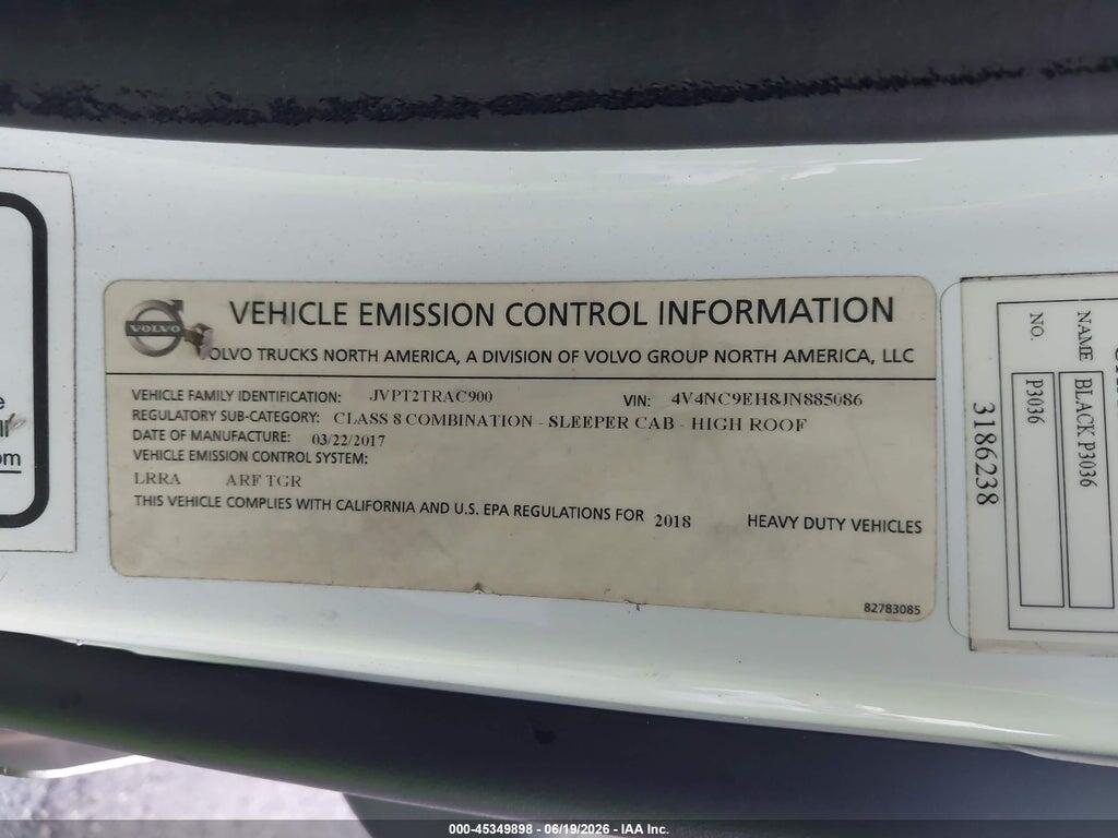 4V4NC9EH8JN885086 2018 VOLVO VNL photo no. 8