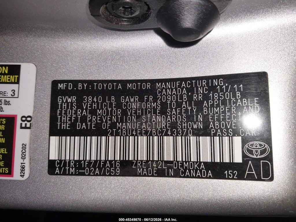 2T1BU4EE7BC743370 2011 TOYOTA COROLLA photo no. 9