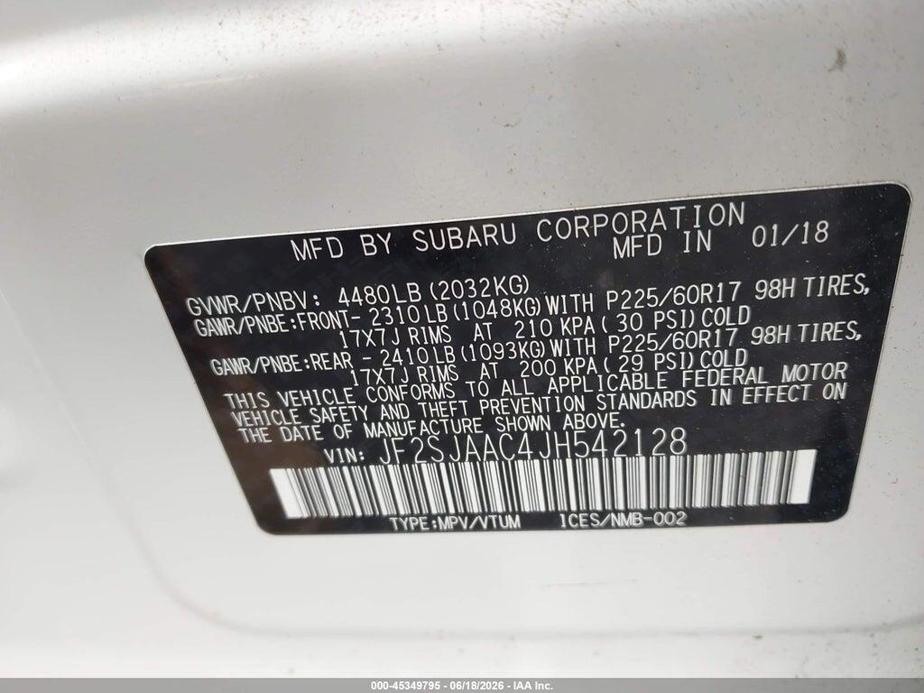 JF2SJAAC4JH542128 2018 SUBARU FORESTER photo no. 9