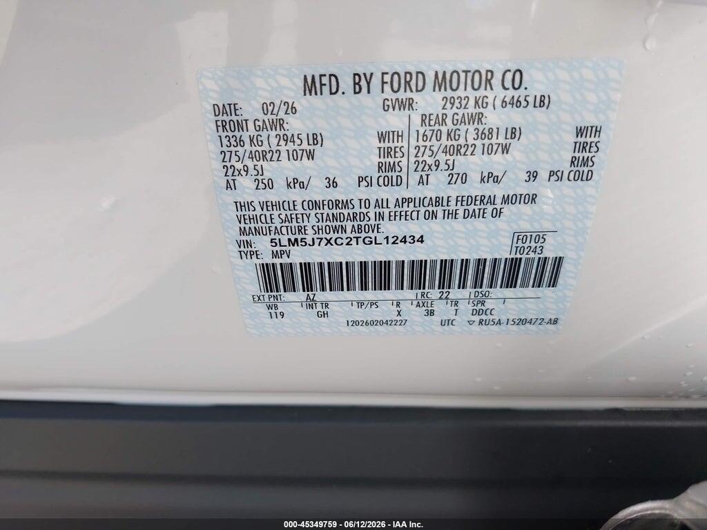 5LM5J7XC2TGL12434 2026 LINCOLN AVIATOR photo no. 9