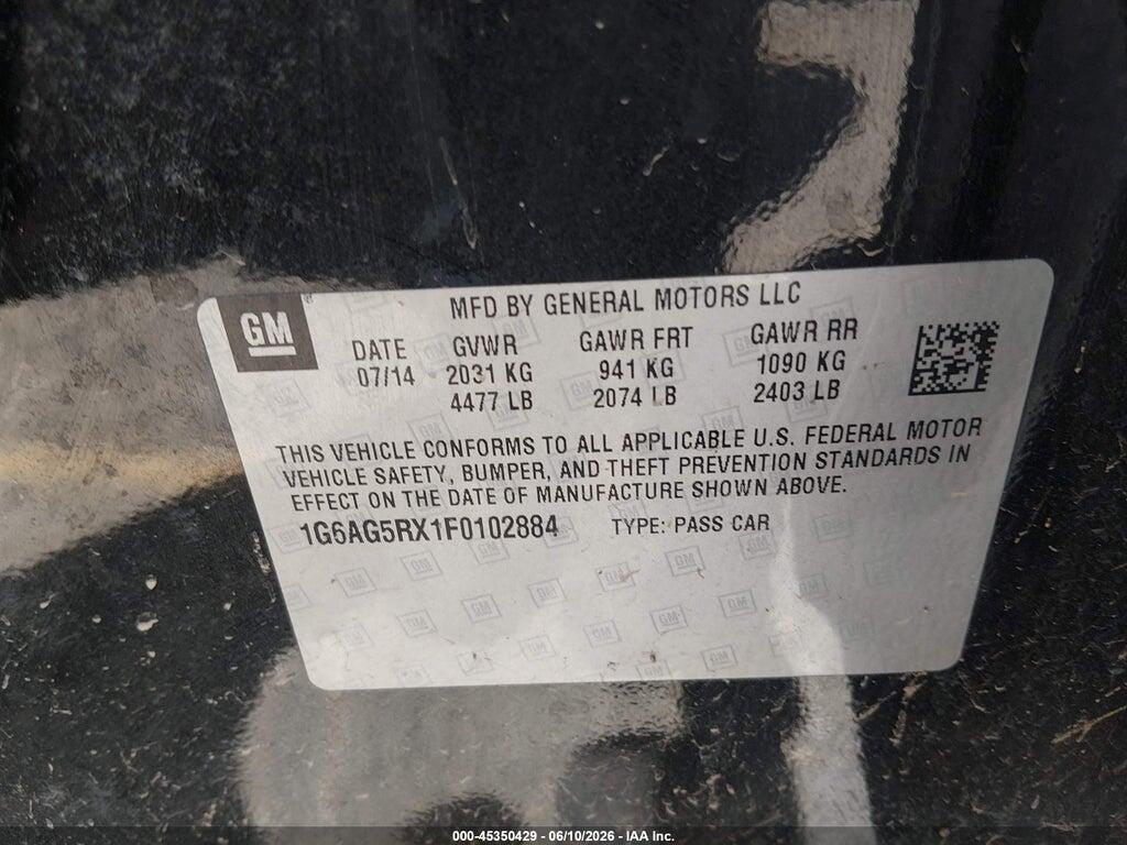 1G6AG5RX1F0102884 2015 CADILLAC ATS photo no. 9