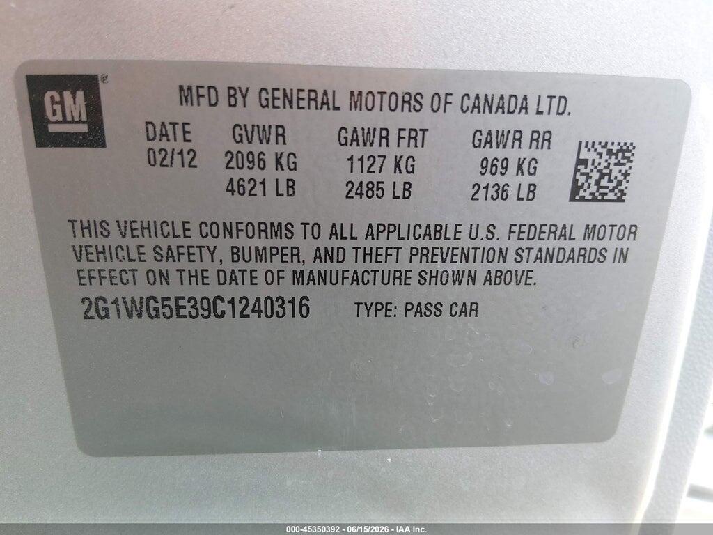 2G1WG5E39C1240316 2012 CHEVROLET IMPALA photo no. 9