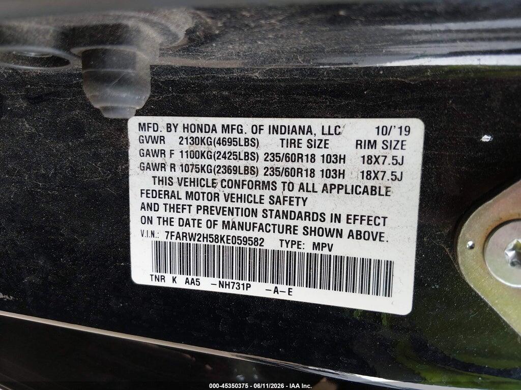 7FARW2H58KE059582 2019 HONDA CR-V photo no. 9