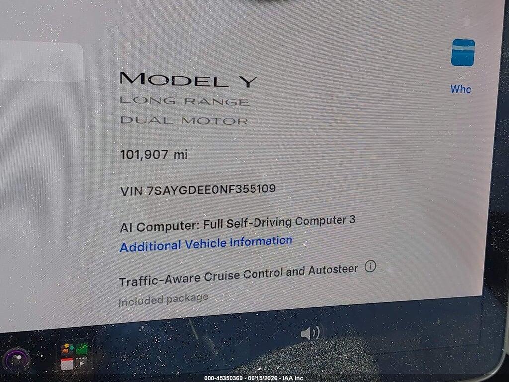 7SAYGDEE0NF355109 2022 TESLA MODEL Y photo no. 7