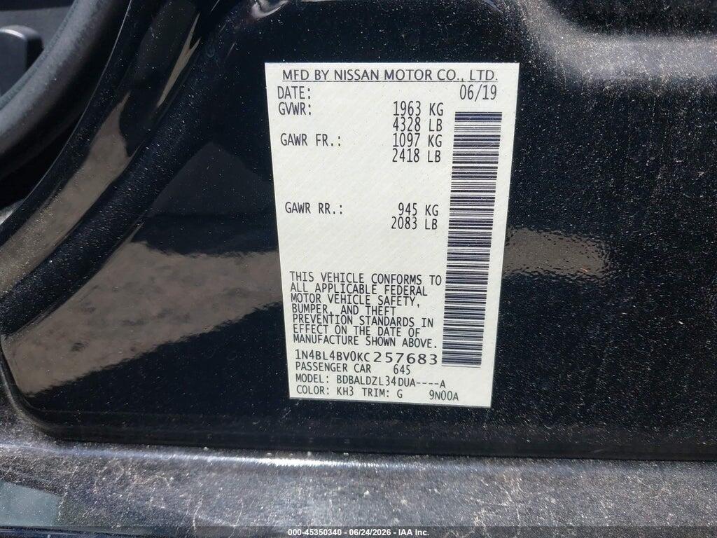 1N4BL4BV0KC257683 2019 NISSAN ALTIMA photo no. 9