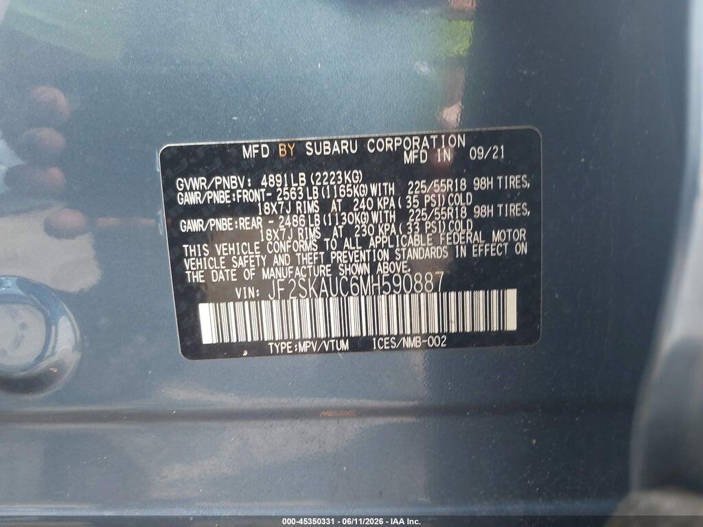 JF2SKAUC6MH590887 2021 SUBARU FORESTER photo no. 9