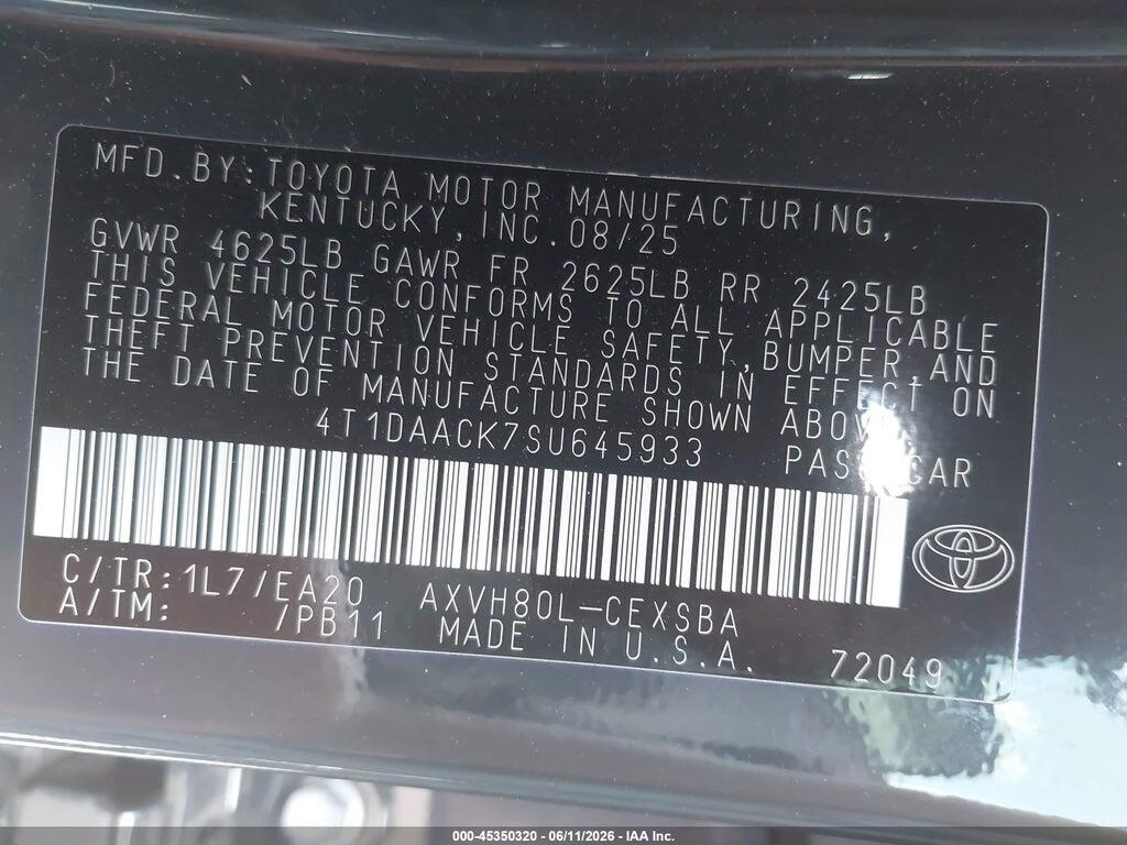 4T1DAACK7SU645933 2025 TOYOTA CAMRY photo no. 9