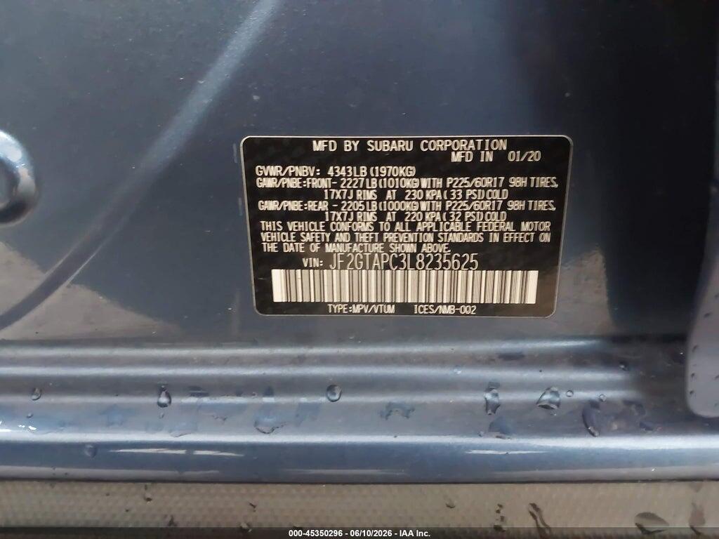 JF2GTAPC3L8235625 2020 SUBARU CROSSTREK photo no. 9
