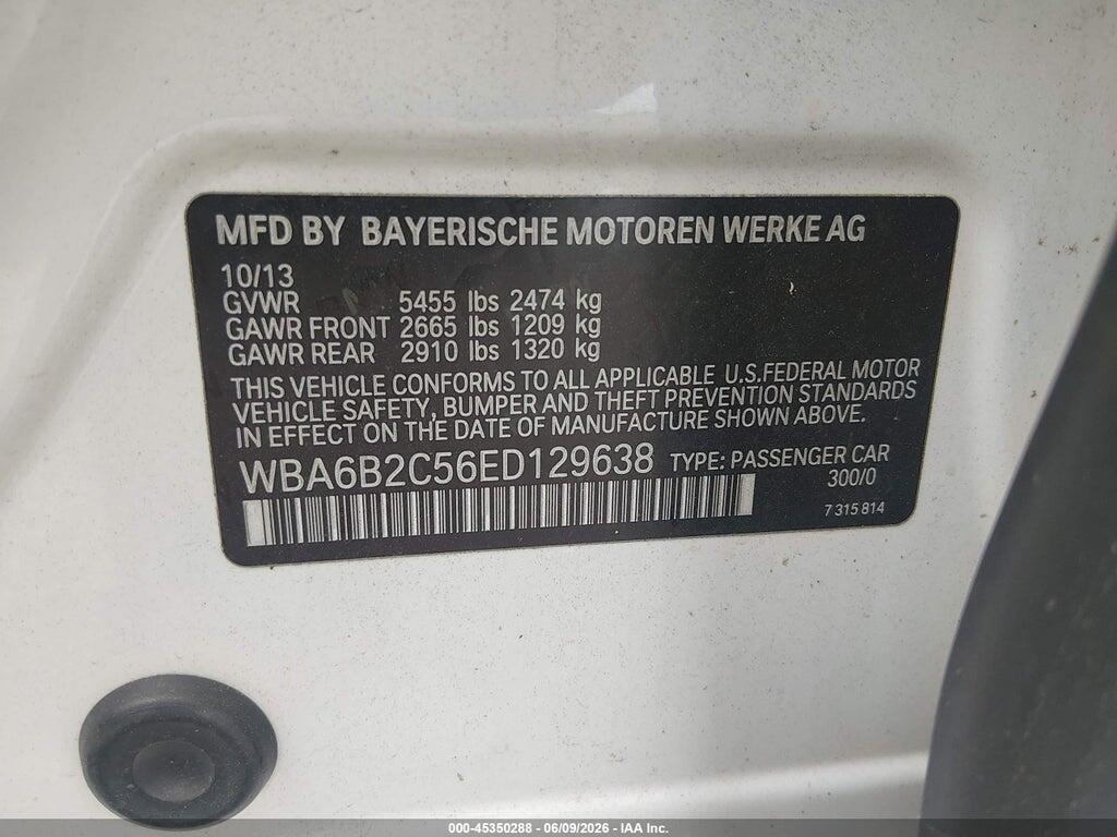 WBA6B2C56ED129638 2014 BMW 650I GRAN COUPE photo no. 9