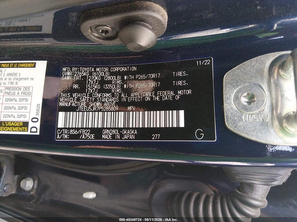 JTEEU5JR7P5285809 2023 TOYOTA 4RUNNER photo no. 9