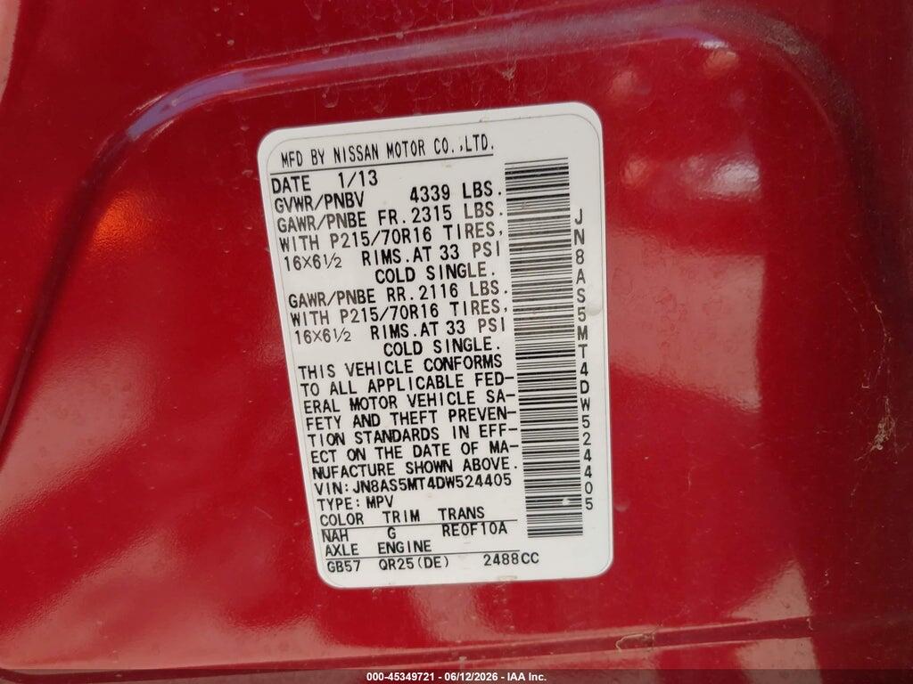 JN8AS5MT4DW524405 2013 NISSAN ROGUE photo no. 9