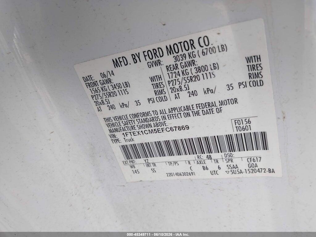 1FTEX1CM5EFC67869 2014 FORD F-150 photo no. 9