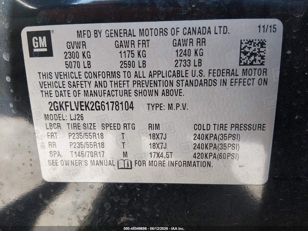 2GKFLVEK2G6178104 2016 GMC TERRAIN photo no. 9