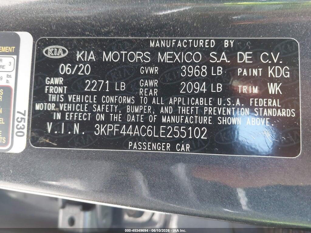 3KPF44AC6LE255102 2020 KIA FORTE photo no. 9