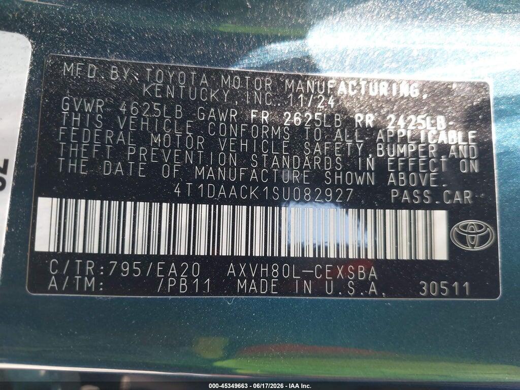 4T1DAACK1SU082927 2025 TOYOTA CAMRY photo no. 9