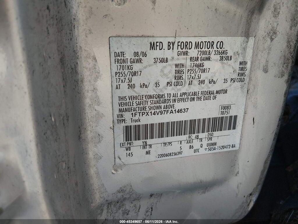 1FTPX14V97FA14637 2007 FORD F-150 photo no. 9
