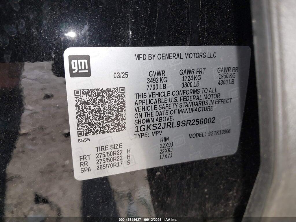 1GKS2JRL9SR256002 2025 GMC YUKON XL photo no. 9