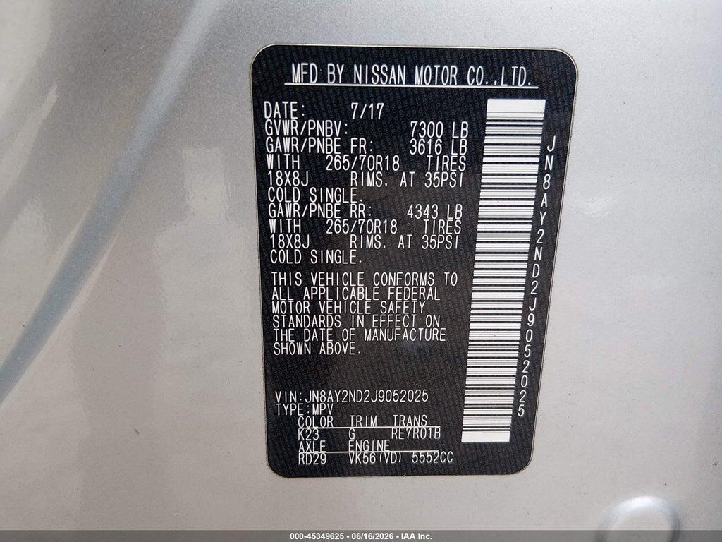 JN8AY2ND2J9052025 2018 NISSAN ARMADA photo no. 9