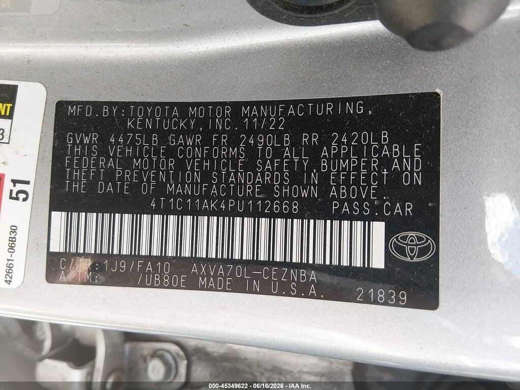 4T1C11AK4PU112668 2023 TOYOTA CAMRY photo no. 9
