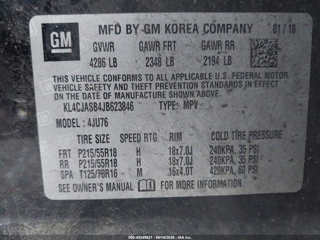 KL4CJASB4JB623846 2018 BUICK ENCORE photo no. 9