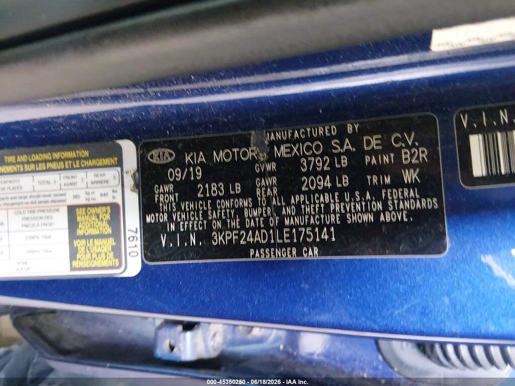 3KPF24AD1LE175141 2020 KIA FORTE photo no. 9