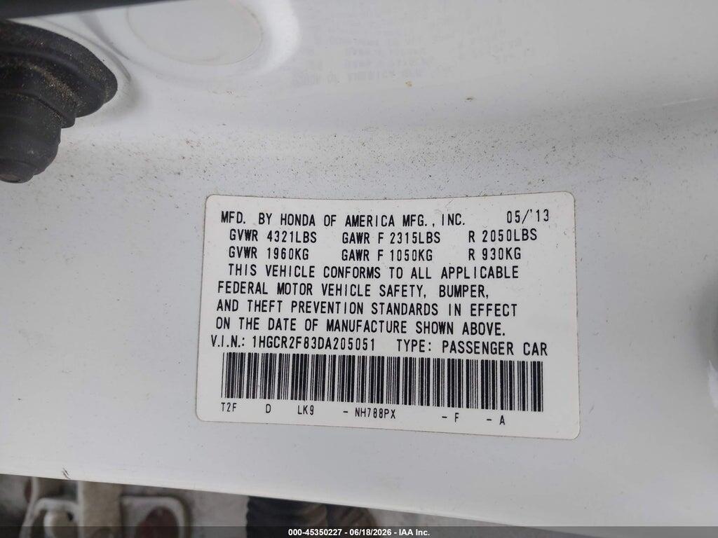 1HGCR2F83DA205051 2013 HONDA ACCORD photo no. 9