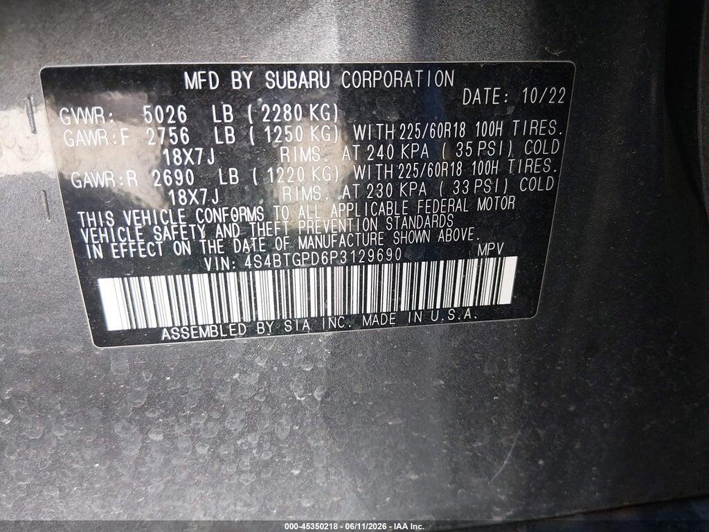 4S4BTGPD6P3129690 2023 SUBARU OUTBACK photo no. 9