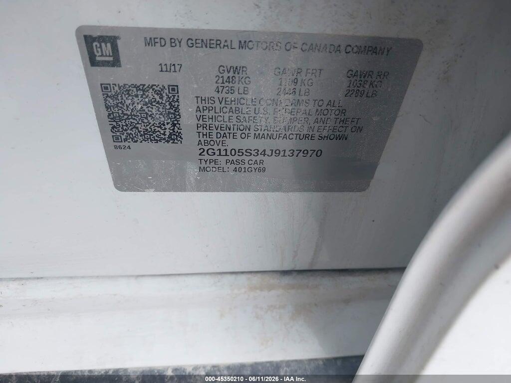2G1105S34J9137970 2018 CHEVROLET IMPALA photo no. 9