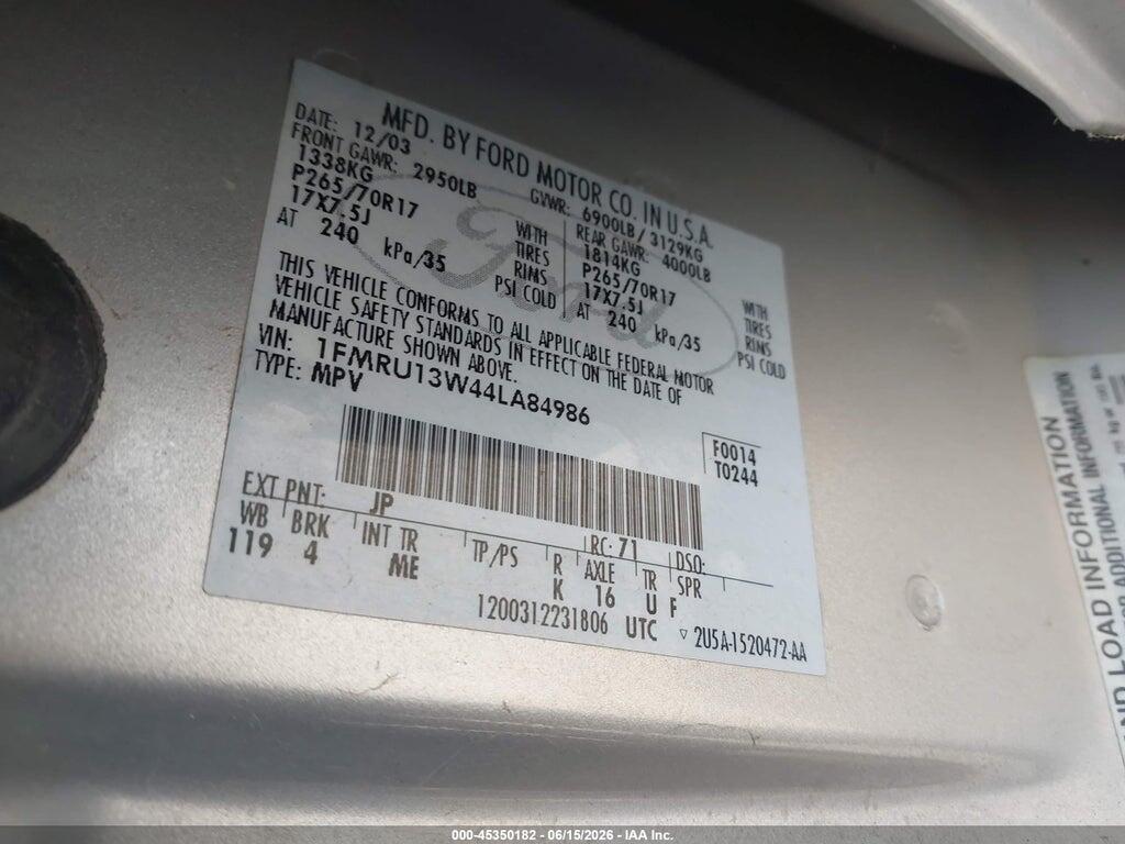 1FMRU13W44LA84986 2004 FORD EXPEDITION photo no. 9