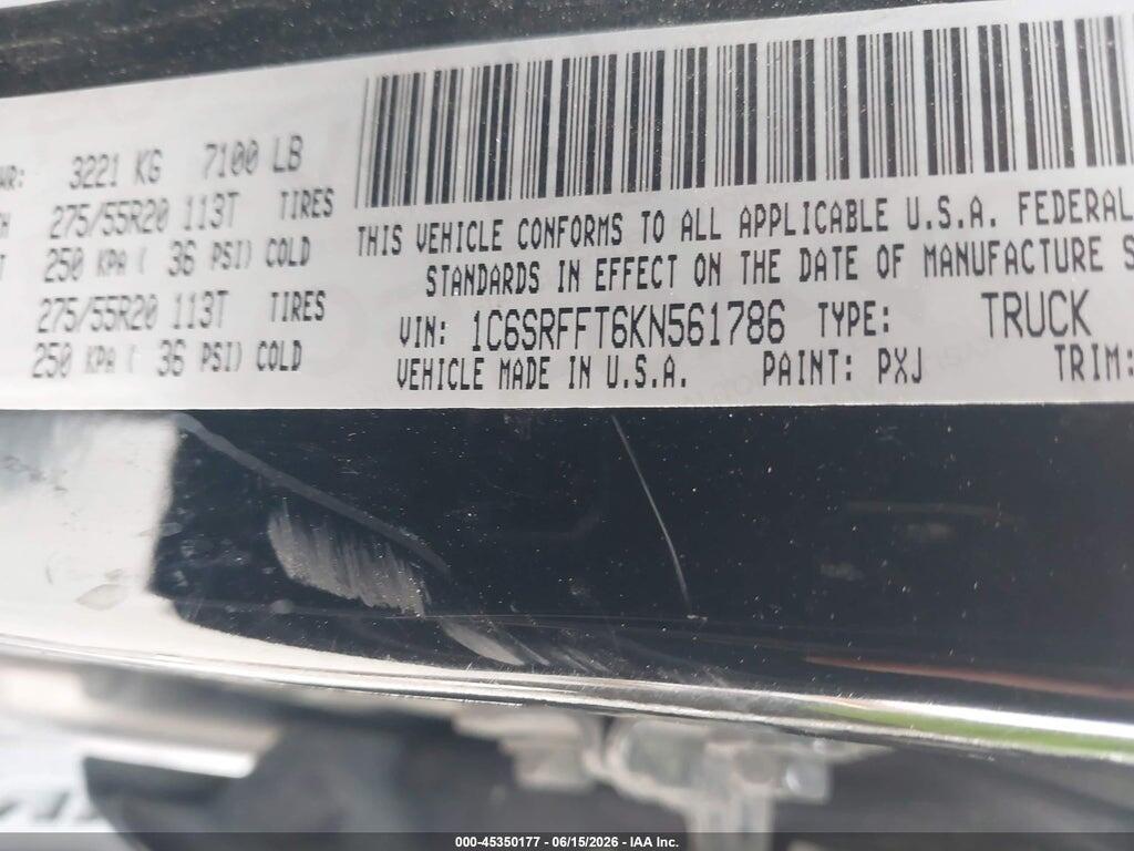 1C6SRFFT6KN561786 2019 RAM 1500 photo no. 9