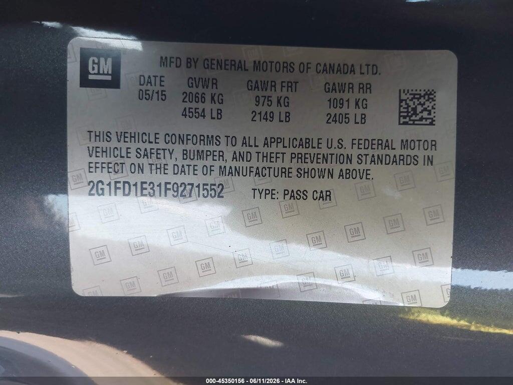2G1FD1E31F9271552 2015 CHEVROLET CAMARO photo no. 9