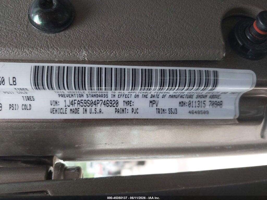 1J4FA59S04P746920 2004 JEEP WRANGLER photo no. 9