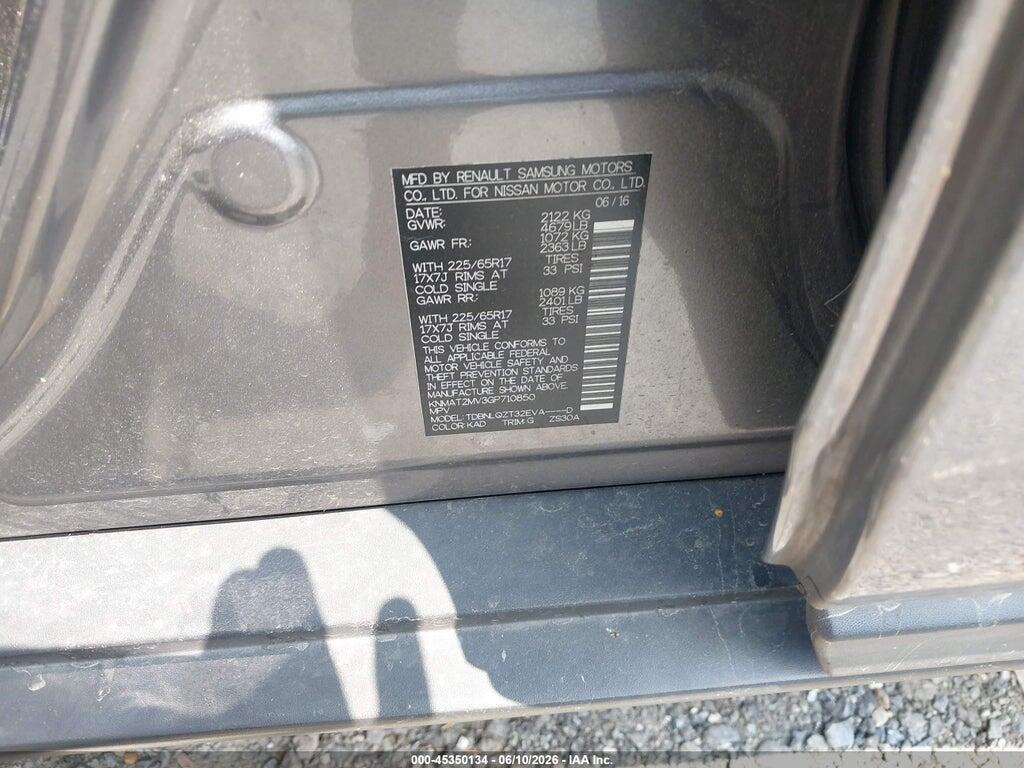 KNMAT2MV3GP710850 2016 NISSAN ROGUE photo no. 9
