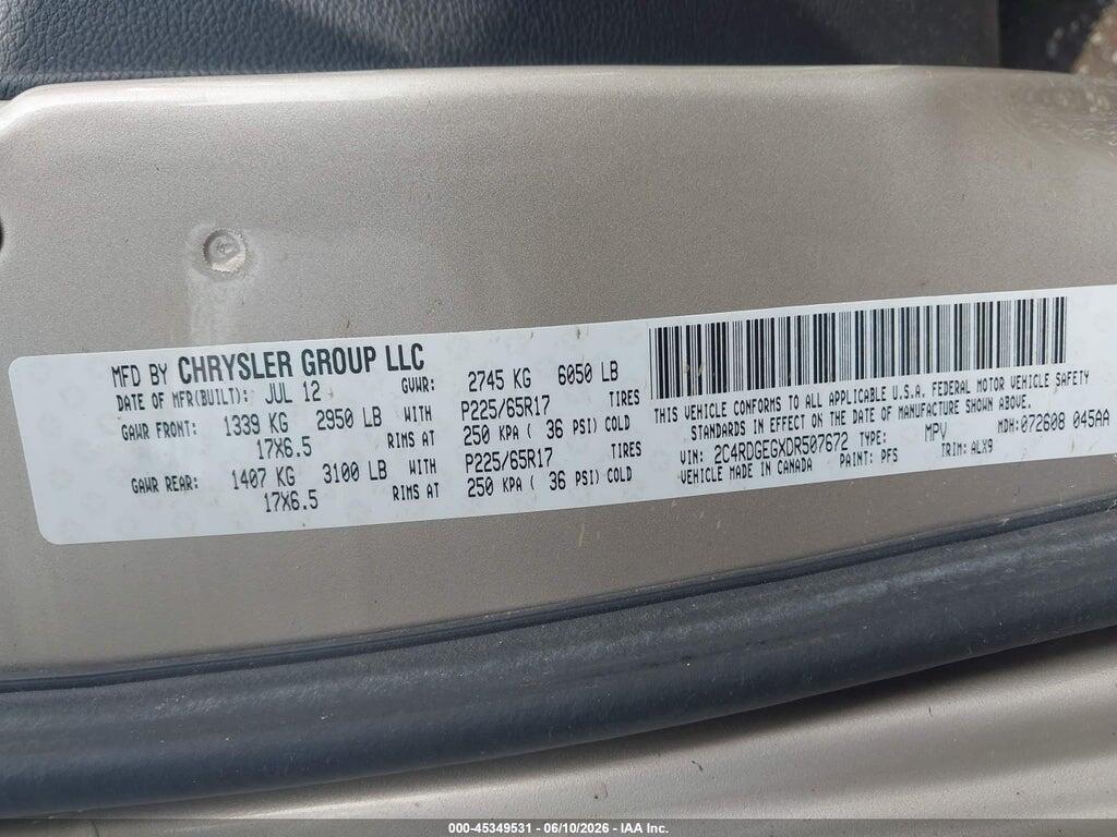 2C4RDGEGXDR507672 2013 DODGE GRAND CARAVAN photo no. 9