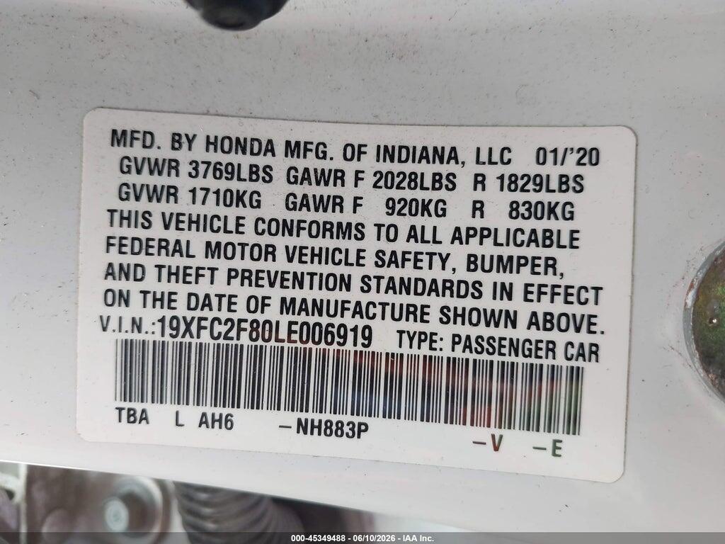 19XFC2F80LE006919 2020 HONDA CIVIC photo no. 9