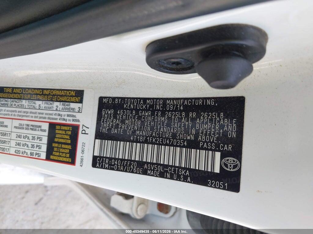 4T1BF1FK2EU470354 2014 TOYOTA CAMRY photo no. 9