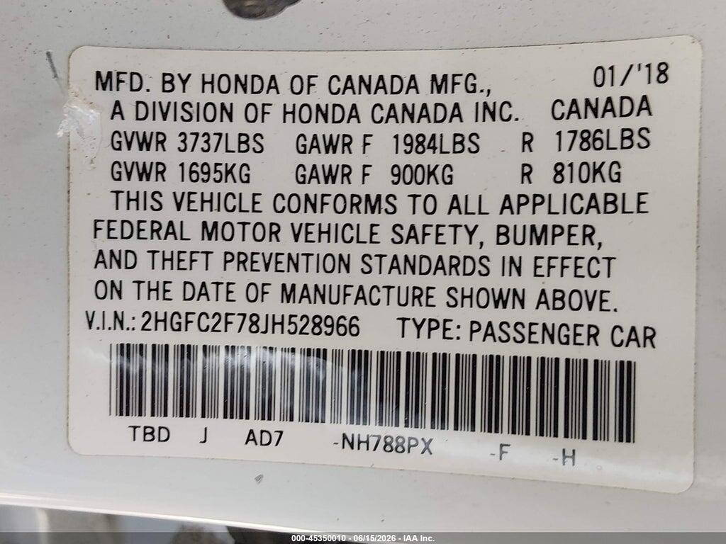 2HGFC2F78JH528966 2018 HONDA CIVIC photo no. 9
