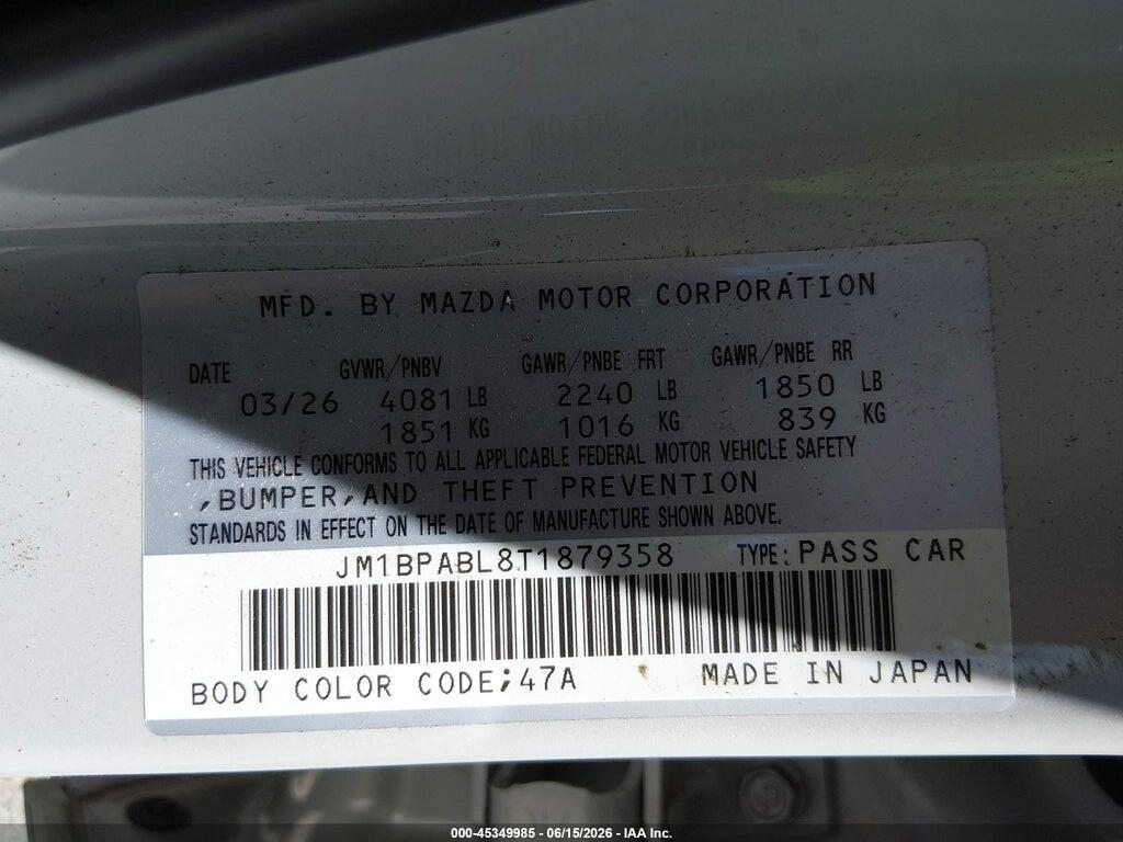 JM1BPABL8T1879358 2026 MAZDA MAZDA3 photo no. 9