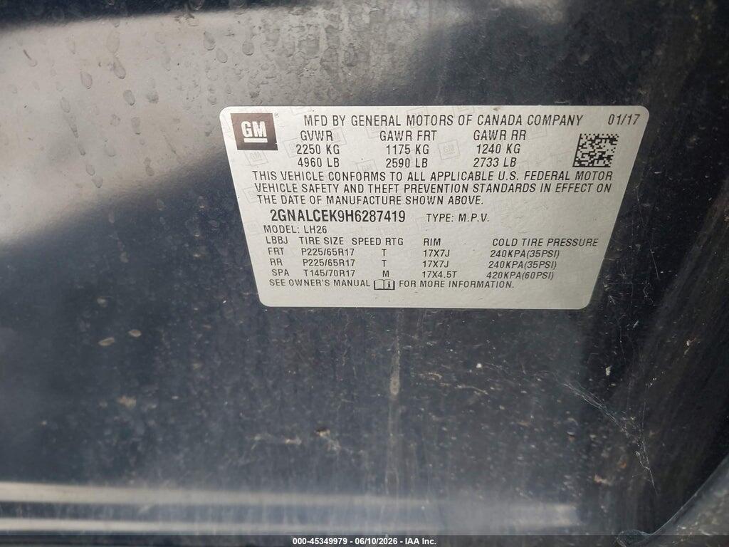 2GNALCEK9H6287419 2017 CHEVROLET EQUINOX photo no. 9