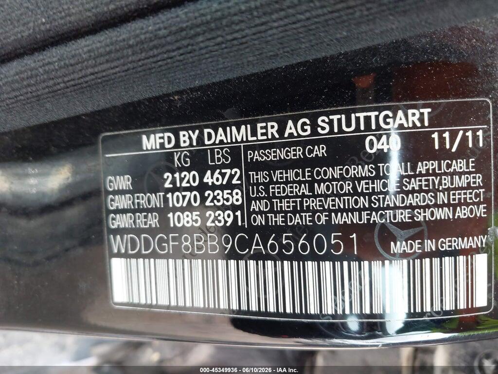 WDDGF8BB9CA656051 2012 MERCEDES-BENZ C 300 photo no. 9