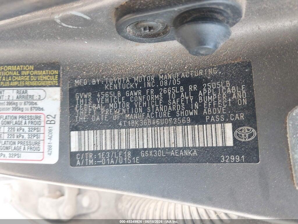 4T1BK36B46U072569 2006 TOYOTA AVALON photo no. 9